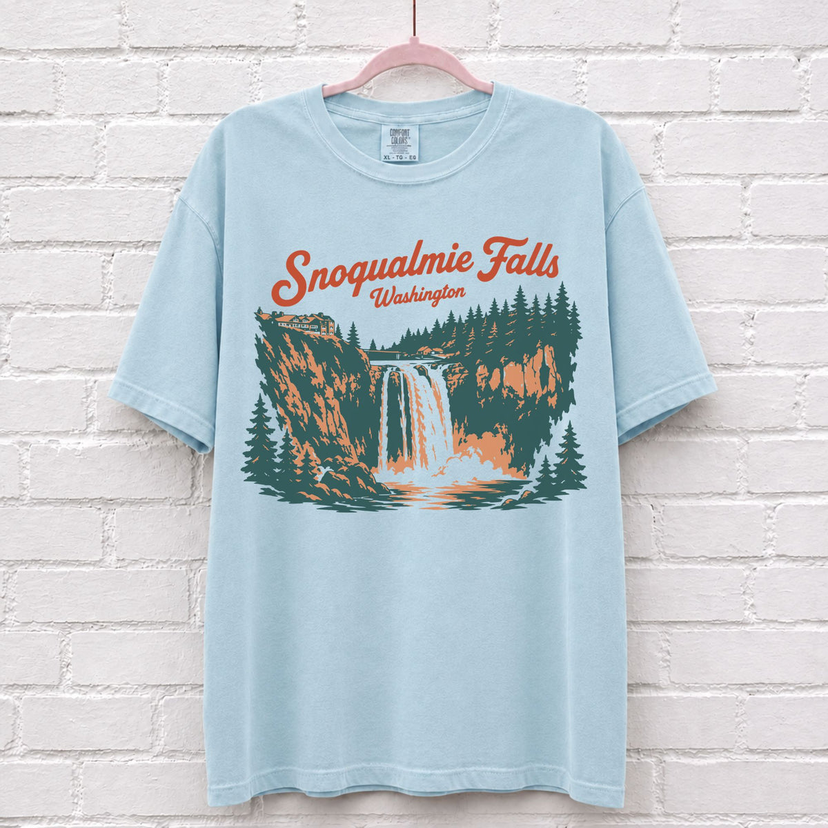 Snoqualmie Washington Waterfall Graphic T-Shirt