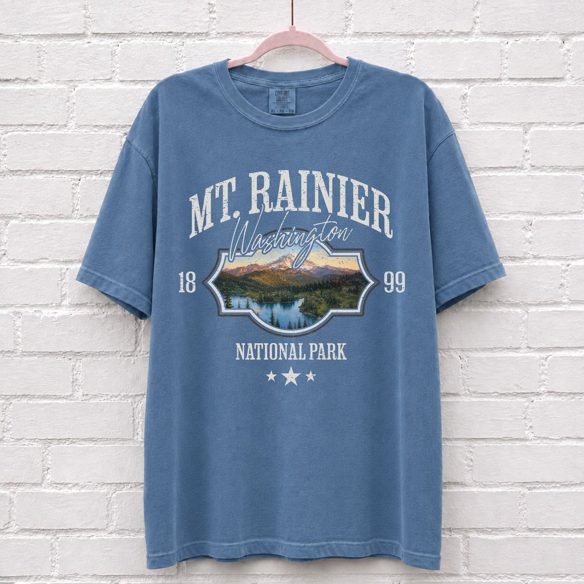 Mount Rainier National Park Washington T-Shirt in Blue Jean