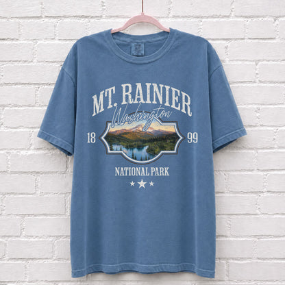 Mount Rainier National Park Washington T-Shirt in Blue Jean