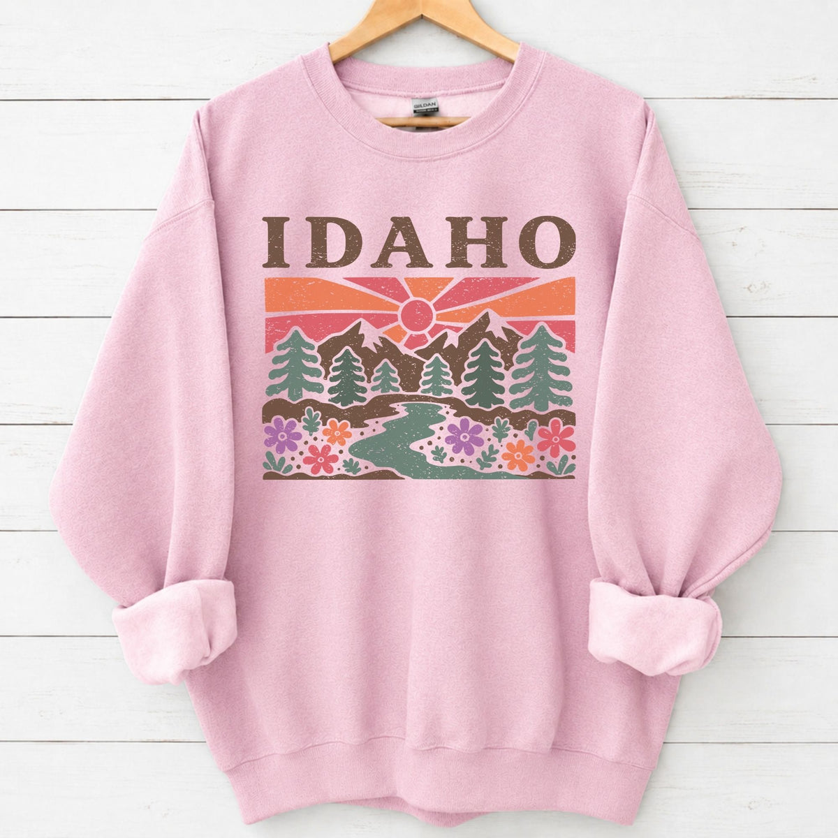 Idaho Floral Graphic Sweatshirt in Light Pink