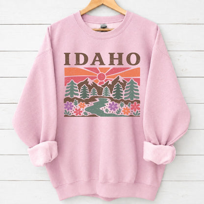 Idaho Floral Graphic Sweatshirt in Light Pink