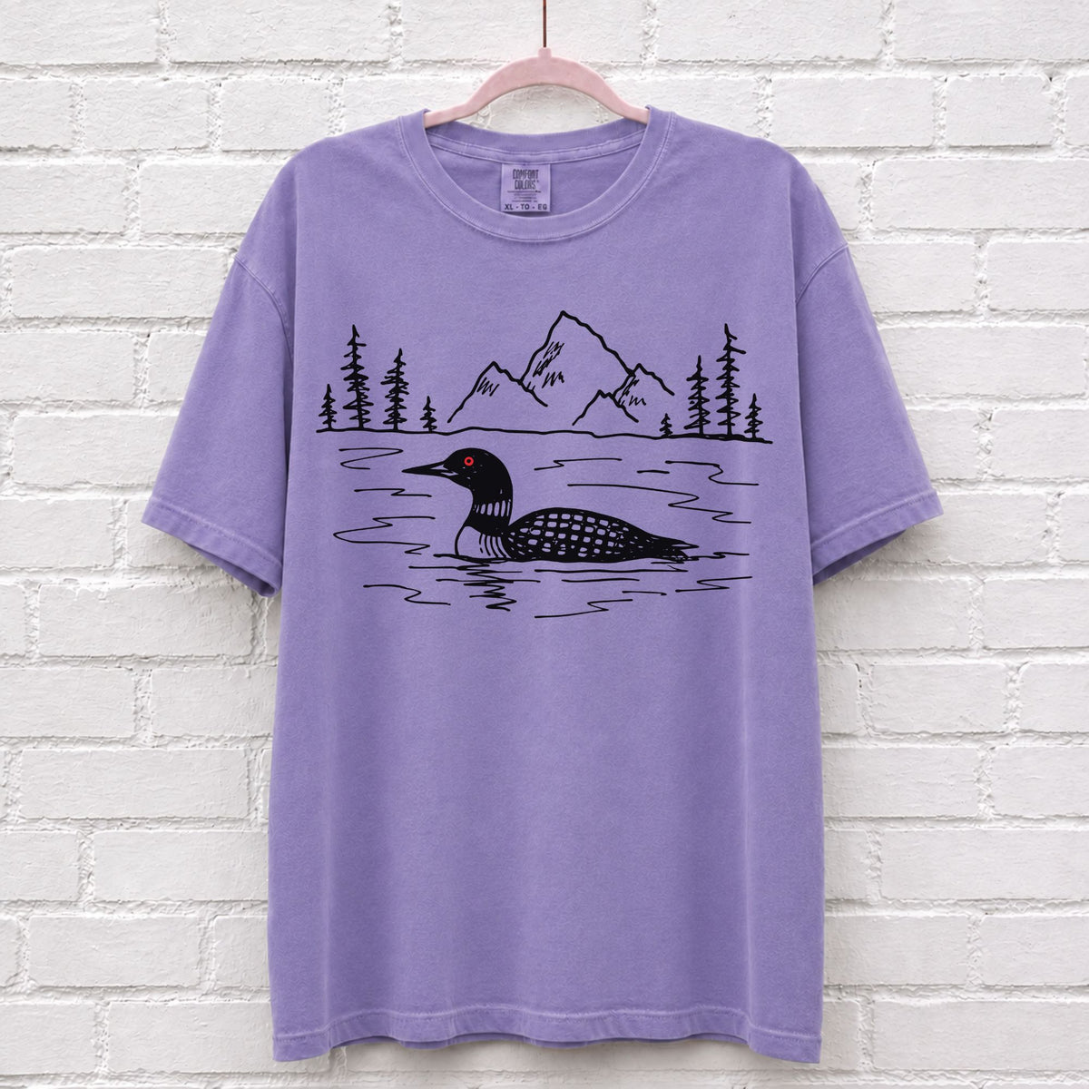 Hand Sketched Loon Lake T-Shirt – alternate product view