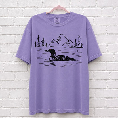 Hand Sketched Loon Lake T-Shirt – alternate product view