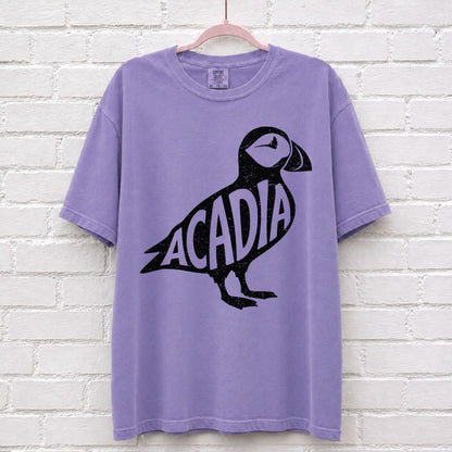 Acadia National Park Puffin Graphic T-Shirt in Violet