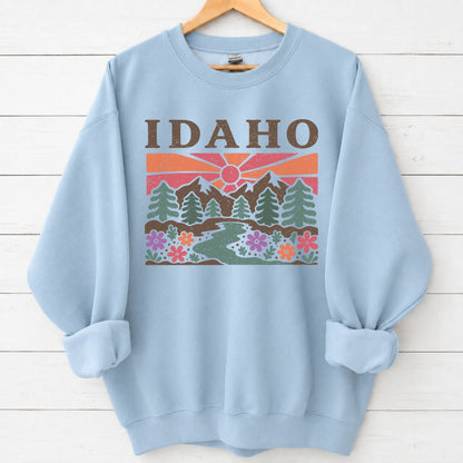 Idaho Floral Graphic Sweatshirt in Light Blue