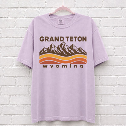 Grand Teton Wyoming Sunset Wave T-Shirt
