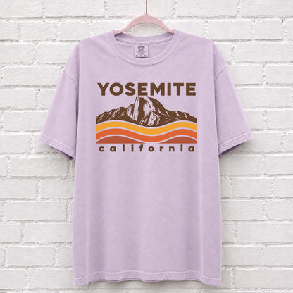 Yosemite California Sunset Wave T-Shirt in Orchid