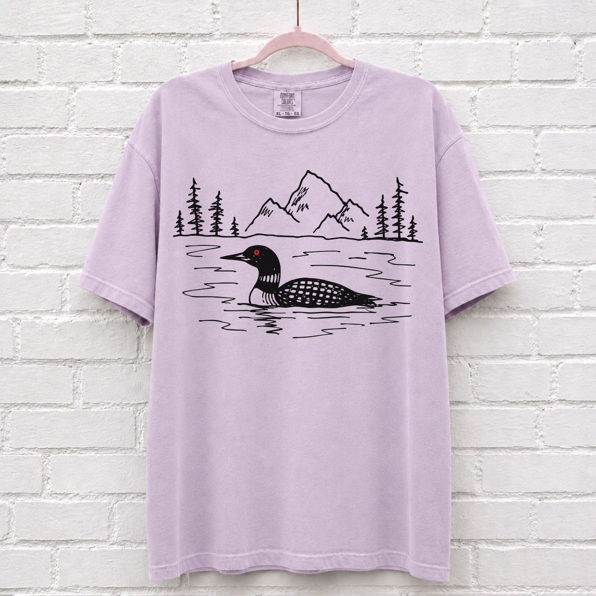 Hand Sketched Loon Lake T-Shirt – alternate product view