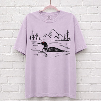 Hand Sketched Loon Lake T-Shirt – alternate product view