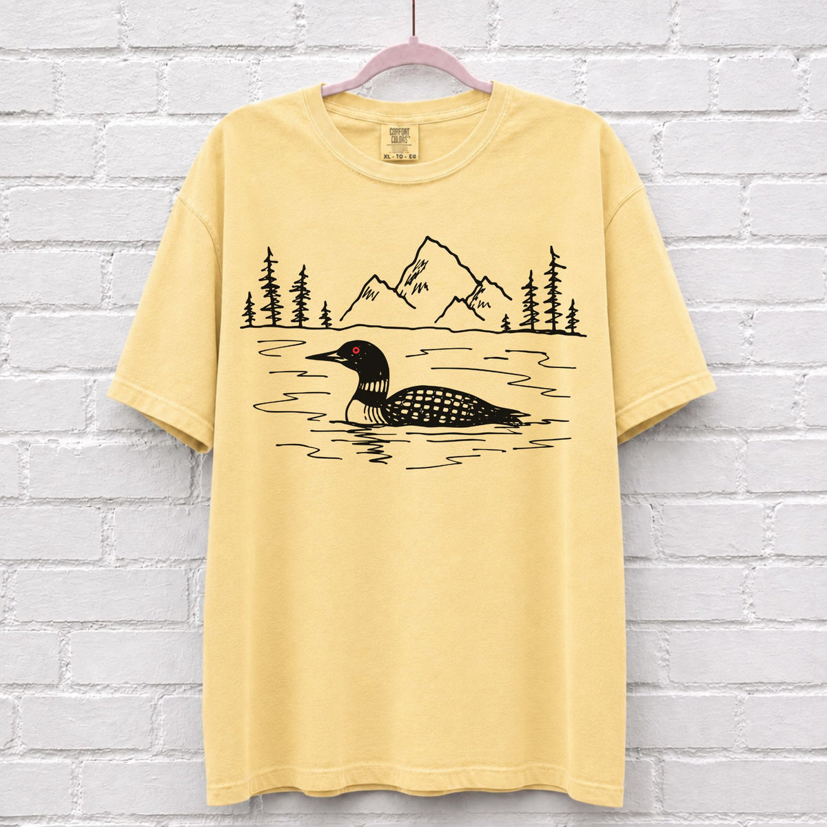Hand Sketched Loon Lake T-Shirt – alternate product view
