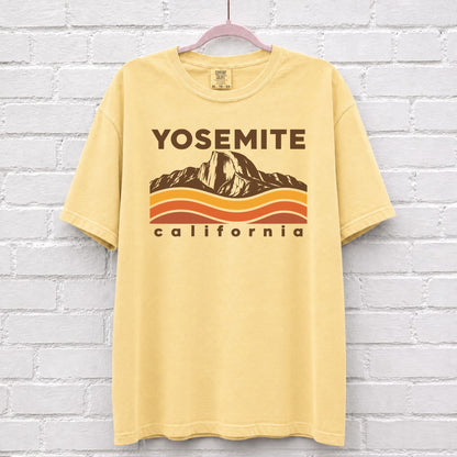 Yosemite California Sunset Wave T-Shirt in Butter