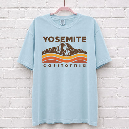 Yosemite California Sunset Wave T-Shirt in Chambray