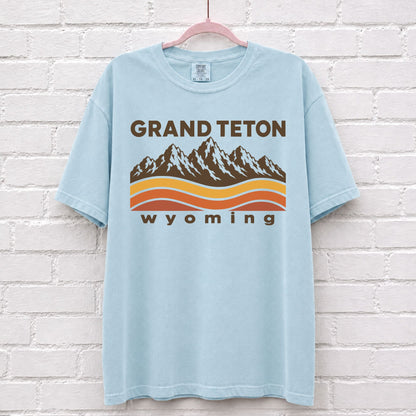 Grand Teton Wyoming Sunset Wave T-Shirt