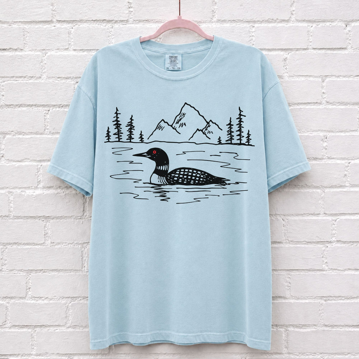 Hand Sketched Loon Lake T-Shirt – alternate product view