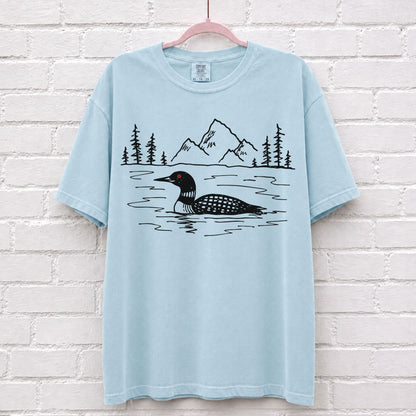 Hand Sketched Loon Lake T-Shirt – alternate product view