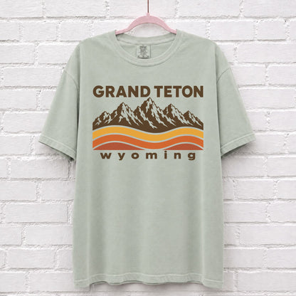 Grand Teton Wyoming Sunset Wave T-Shirt