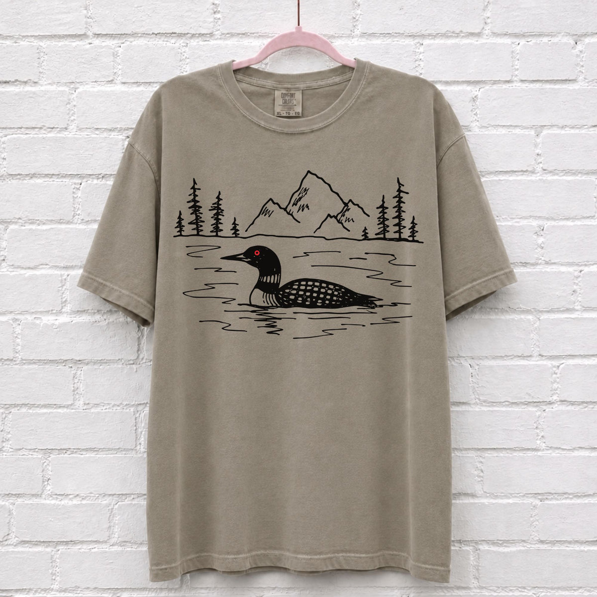 Hand Sketched Loon Lake T-Shirt – alternate product view
