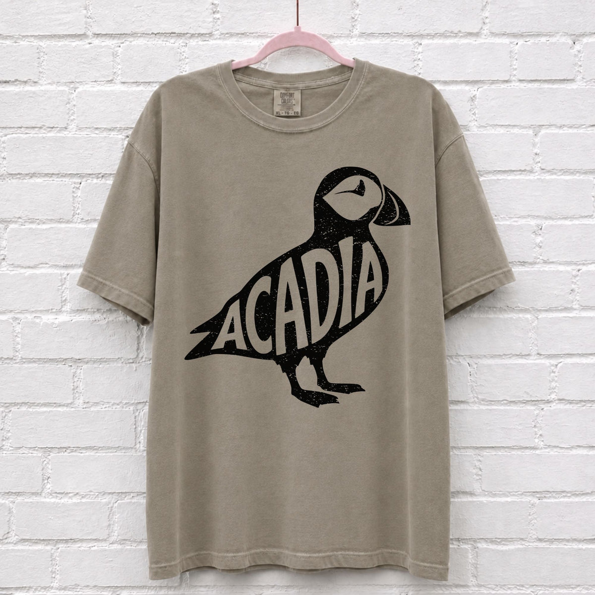 Acadia National Park Puffin Graphic T-Shirt in Khaki