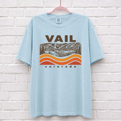 Vail Colorado Sunset Wave Graphic T-Shirt