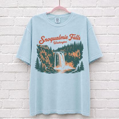 Snoqualmie Washington Waterfall Graphic T-Shirt