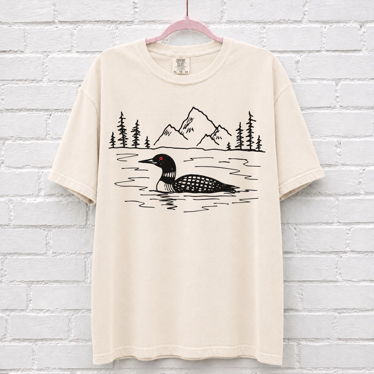 Hand Sketched Loon Lake T-Shirt – alternate product view