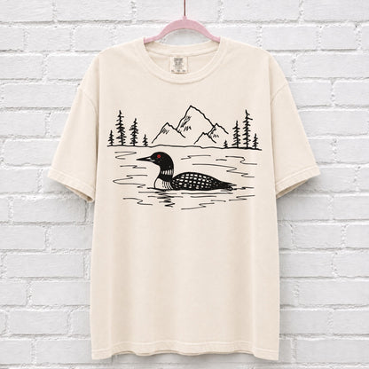 Hand Sketched Loon Lake T-Shirt – alternate product view