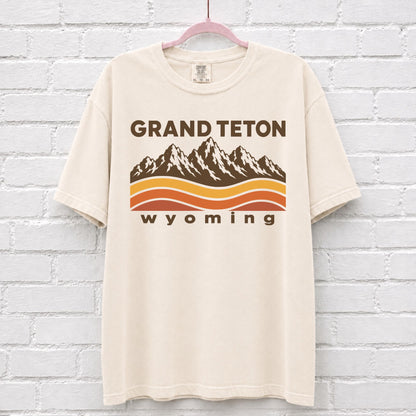 Grand Teton Wyoming Sunset Wave T-Shirt