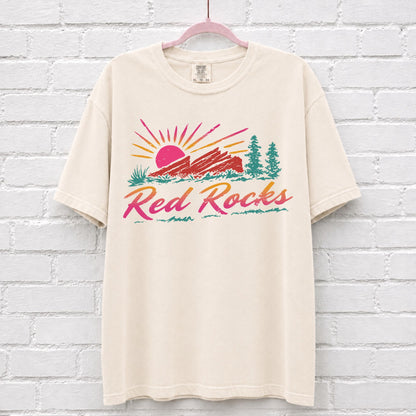 Vintage Red Rocks Sunset T-Shirt – alternate product view