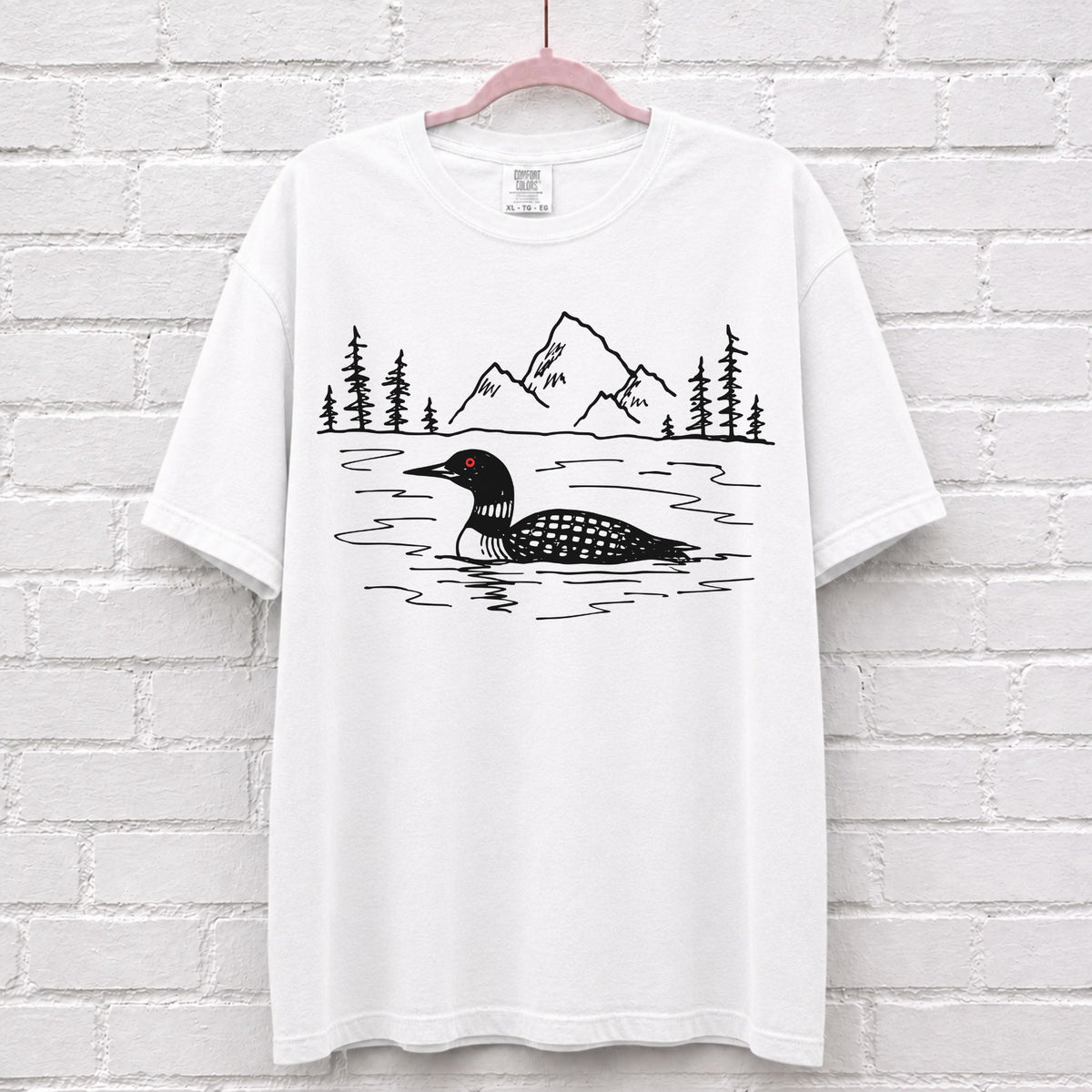 Hand Sketched Loon Lake T-Shirt – alternate product view