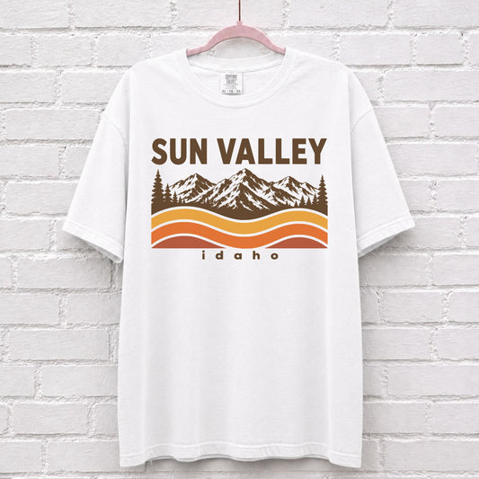 Sun Valley Idaho Sunset Wave T-Shirt in White