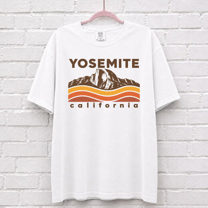 Yosemite California Sunset Wave T-Shirt in White