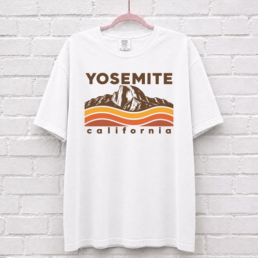 Yosemite California Sunset Wave T-Shirt in White