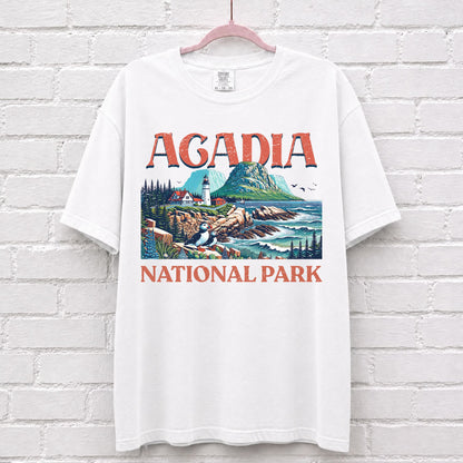 Acadia National Park Landscape T-Shirt in White