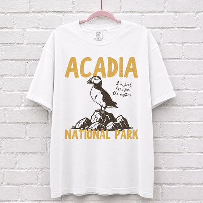 Acadia National Park Puffin T-Shirt in White
