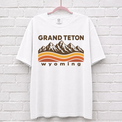 Grand Teton Wyoming Sunset Wave T-Shirt
