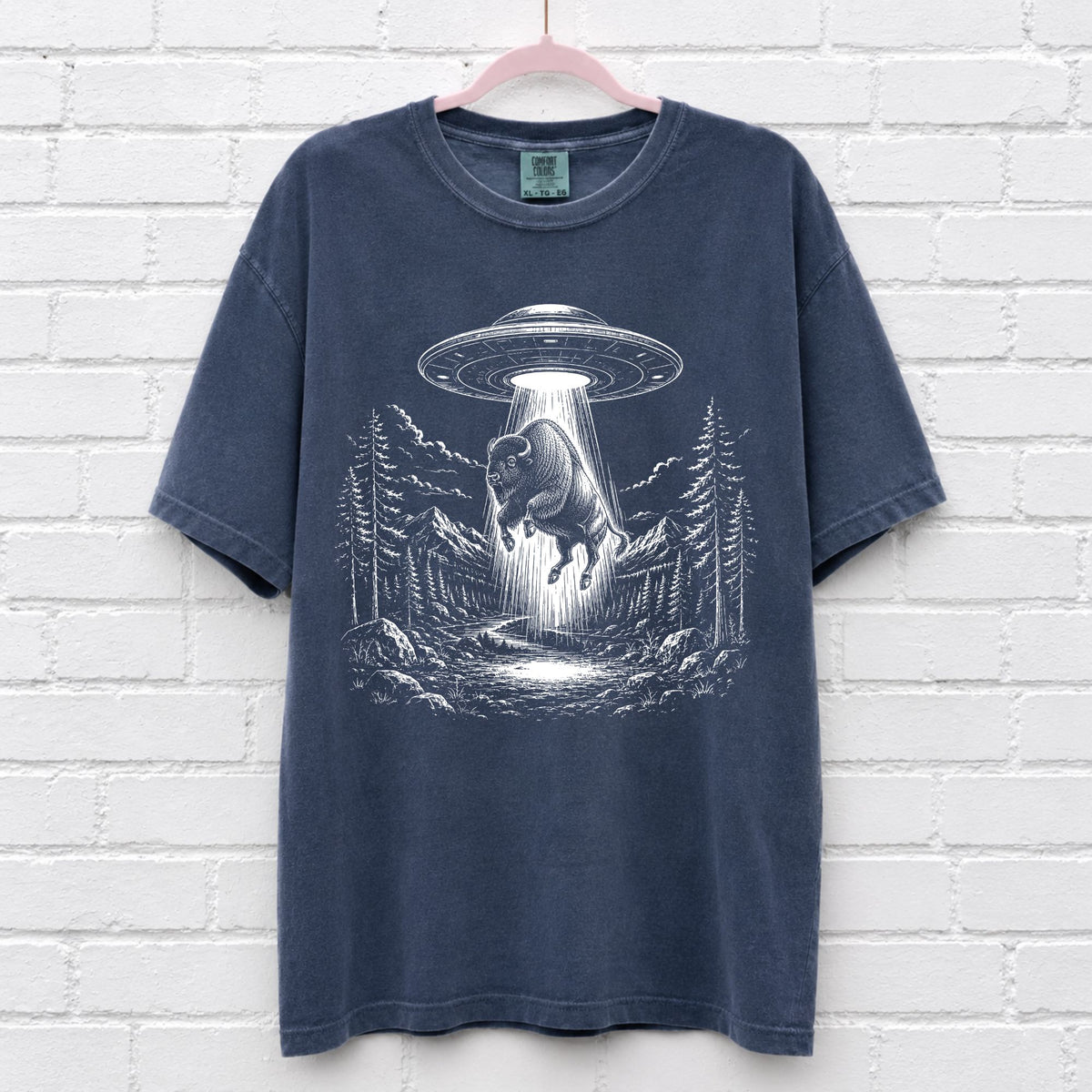 Alien UFO Bison T-Shirt – alternate product view