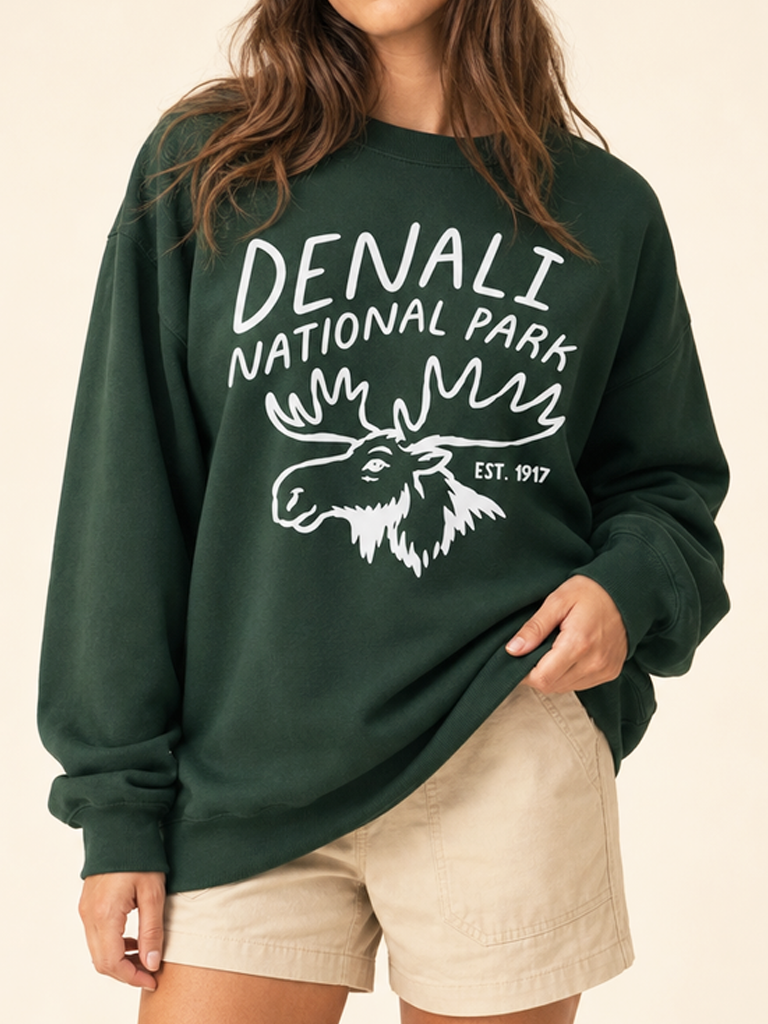 Denali National Park Moose Graphic Sweatshirt