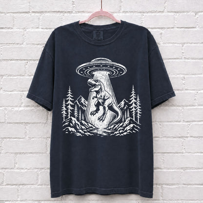Alien UFO Dinosaur T-Rex T-Shirt – alternate product view