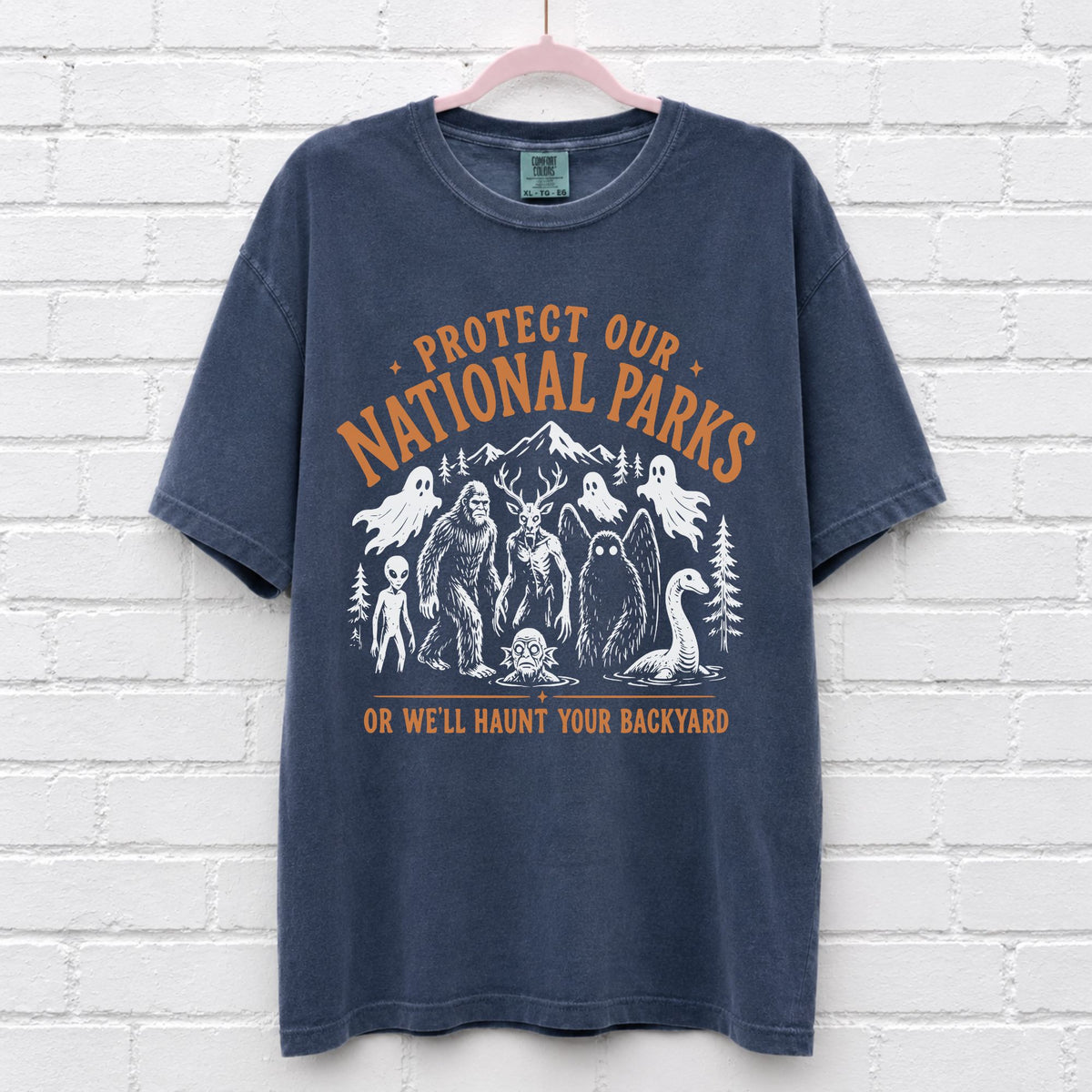 Protect Our National Parks Cryptid T-Shirt in Denim