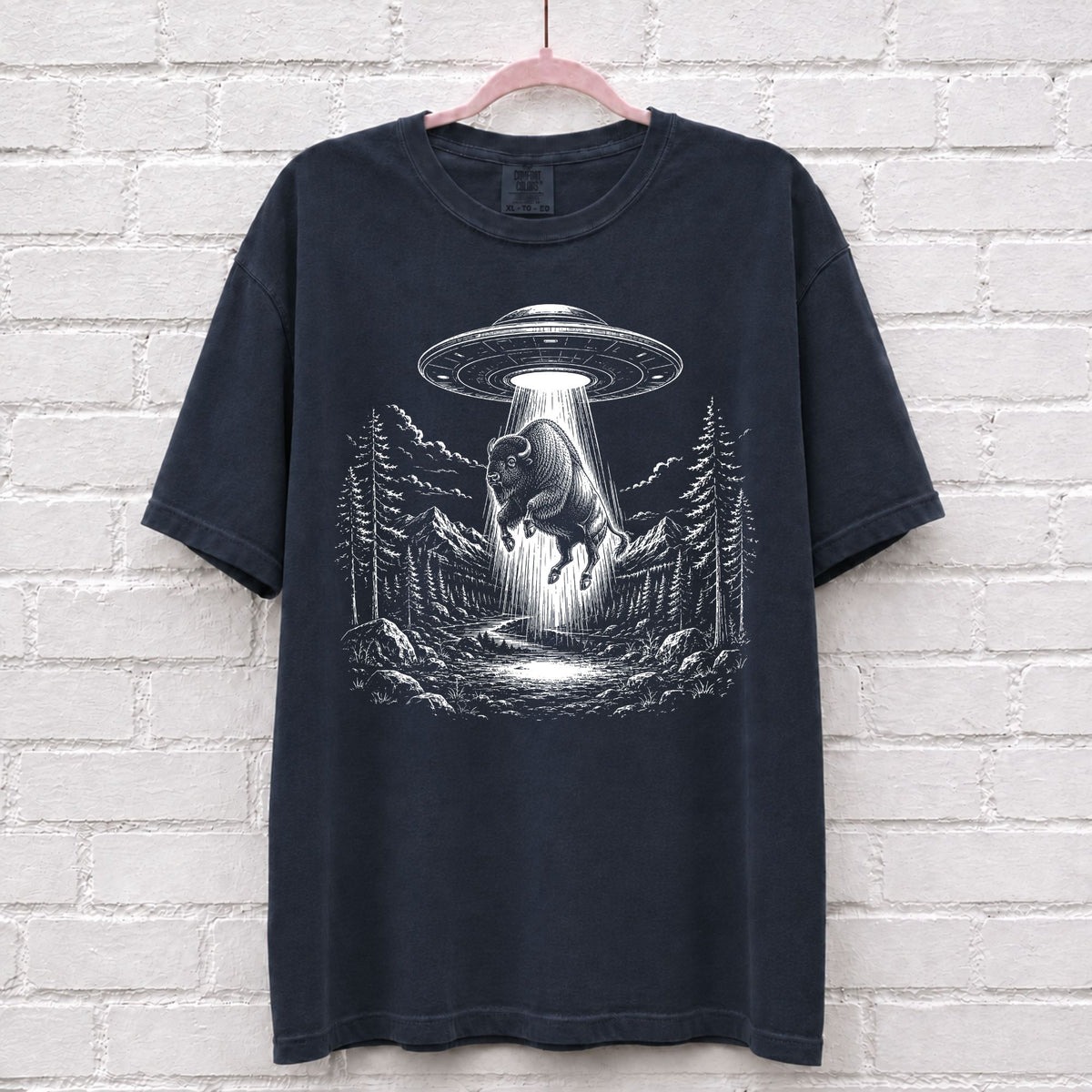 Alien UFO Bison T-Shirt – alternate product view