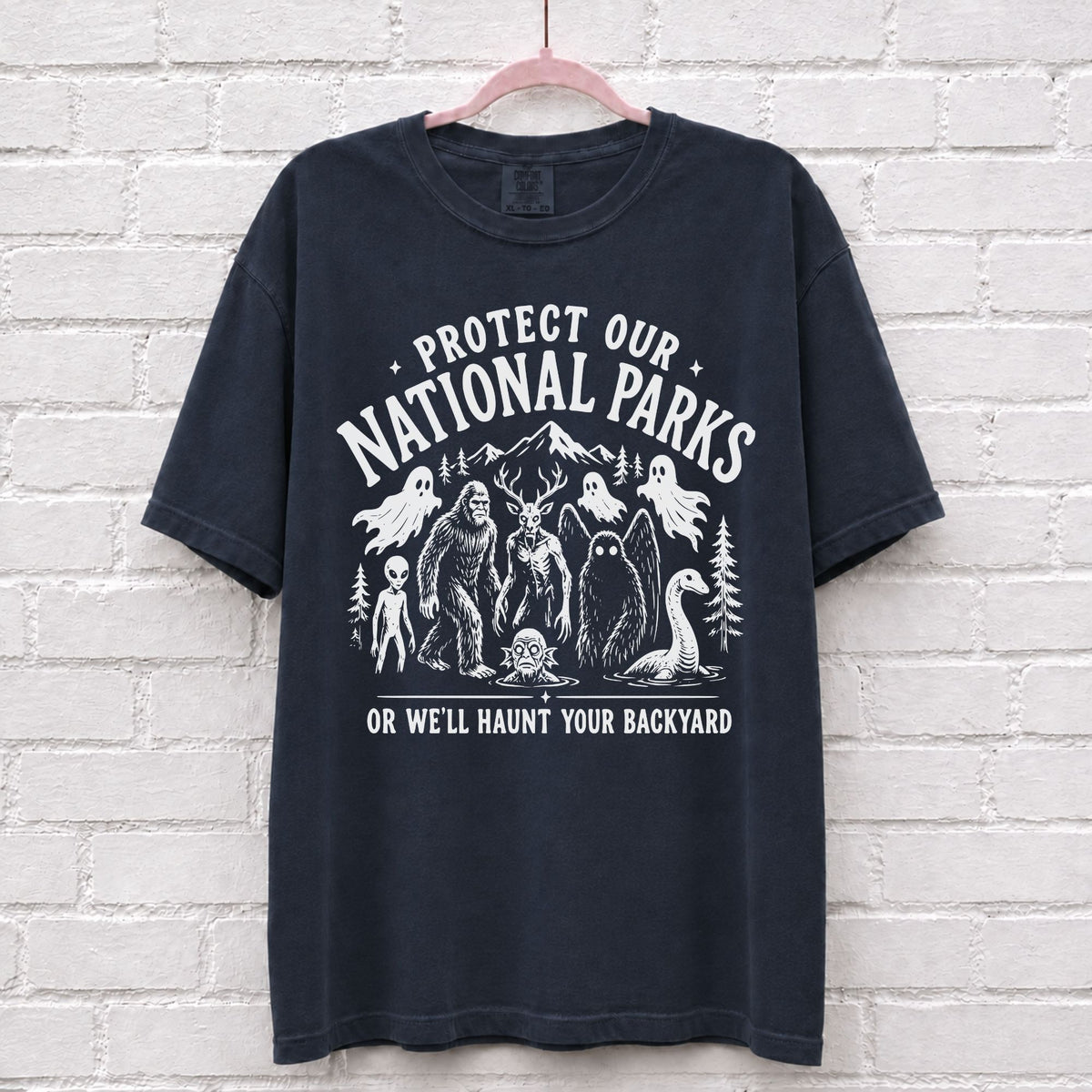 Protect Our National Parks Cryptid Graphic T-Shirt in True Navy
