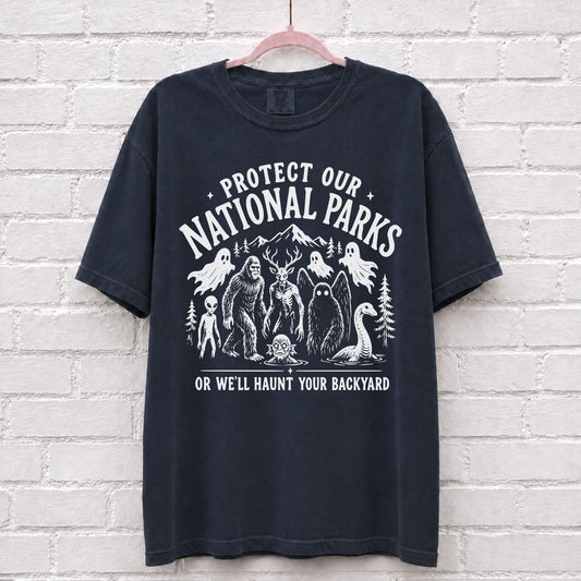 Protect Our National Parks Cryptid Graphic T-Shirt in True Navy