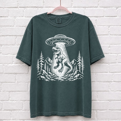 Alien UFO Dinosaur T-Rex T-Shirt – alternate product view