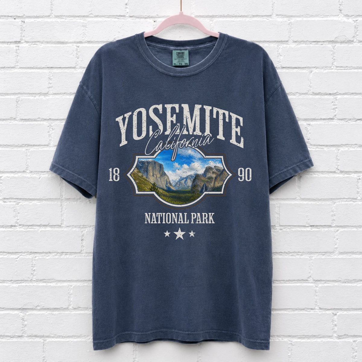 Yosemite National Park Landscape T-Shirt in Denim