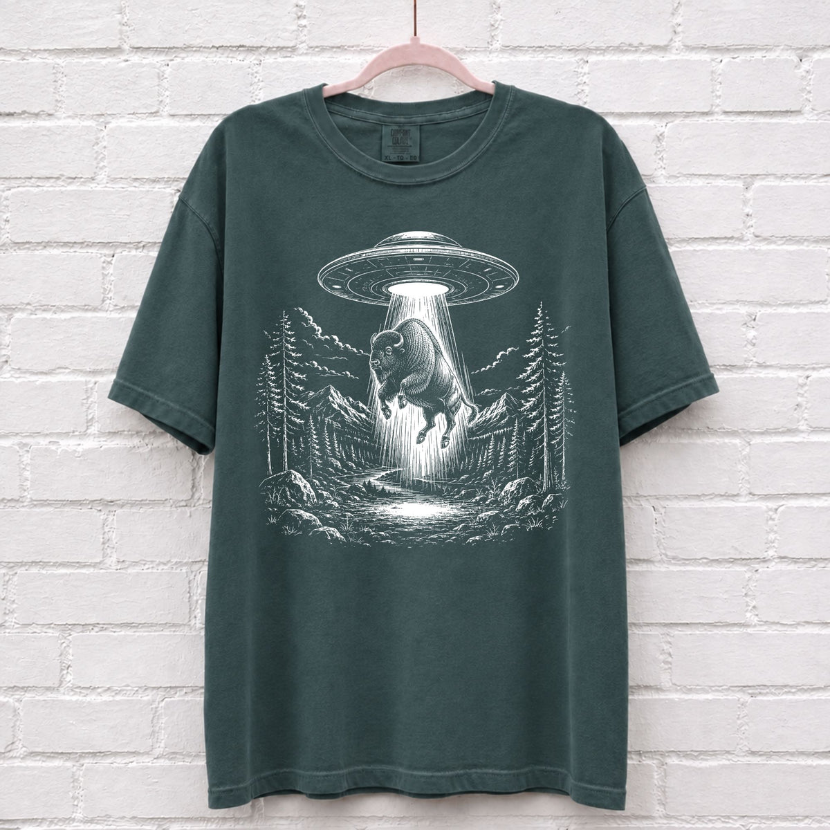 Alien UFO Bison T-Shirt – alternate product view