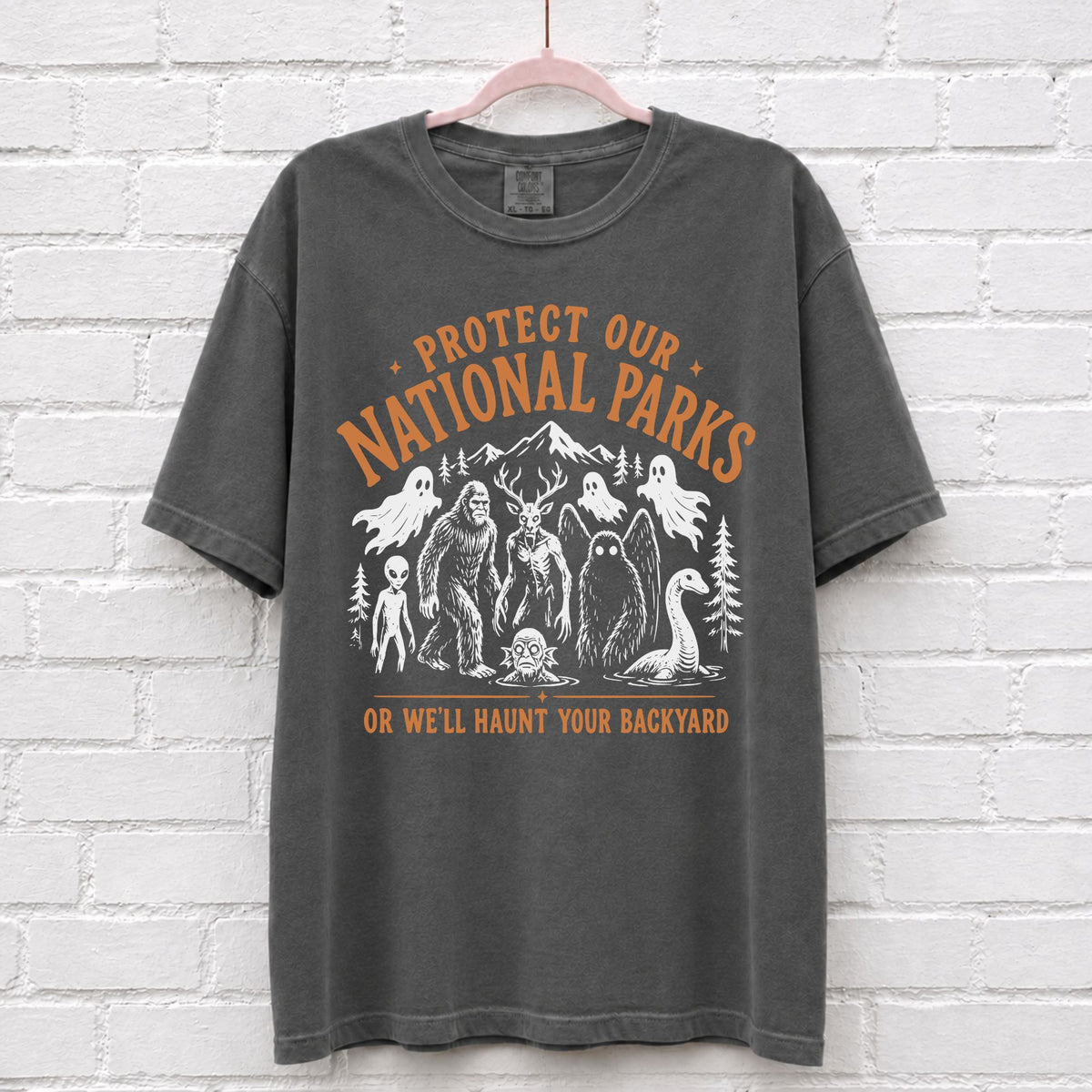 Protect Our National Parks Cryptid T-Shirt in Pepper