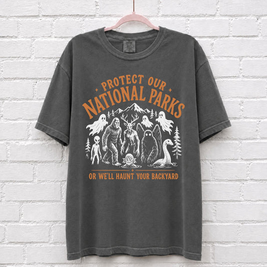 Protect Our National Parks Cryptid T-Shirt in Pepper