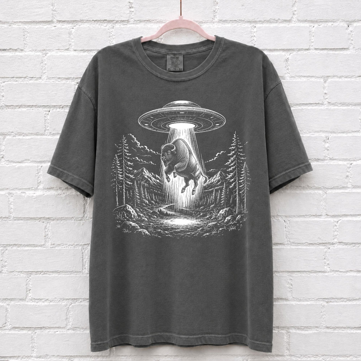 Alien UFO Bison T-Shirt – alternate product view