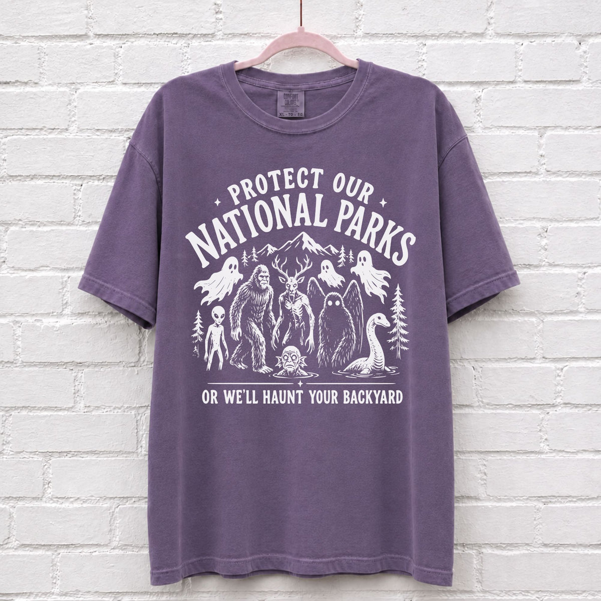Protect Our National Parks Cryptid Graphic T-Shirt in Grape