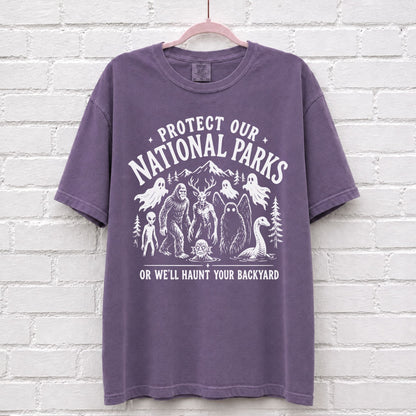 Protect Our National Parks Cryptid Graphic T-Shirt in Grape
